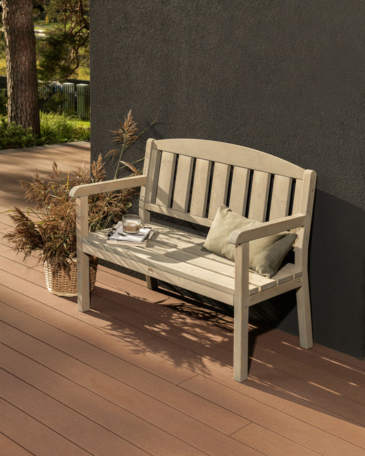 Classic Wooden Two Seater Garden Bench Grey
