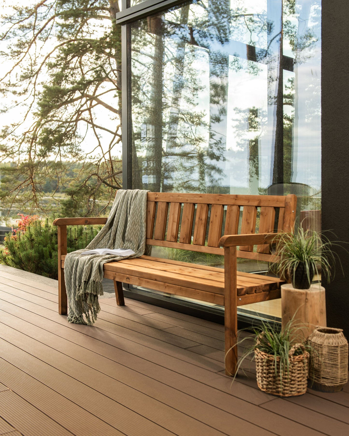 Wooden three seat Garden Bench