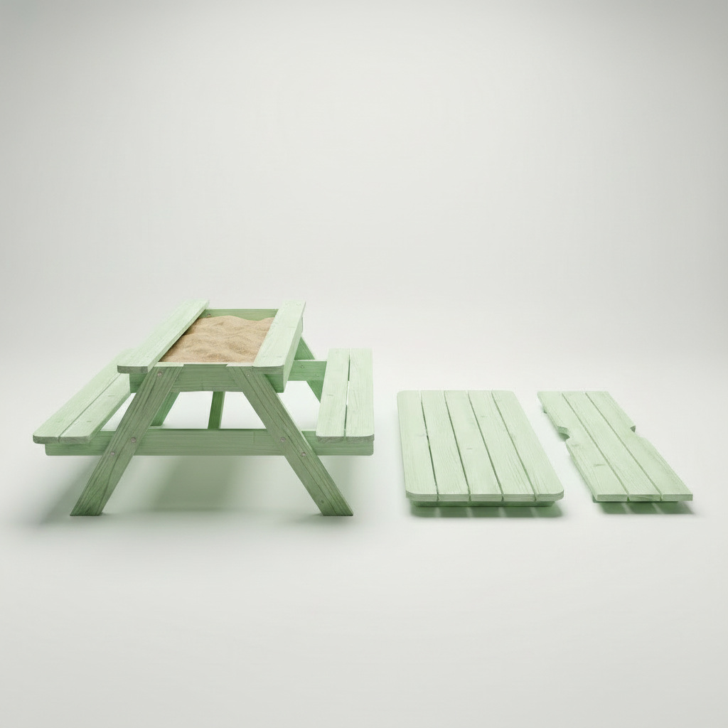 AMATA Kids 2-in-1 Picnic Table SET with Interchangeable Sandpit & Standard Tabletop