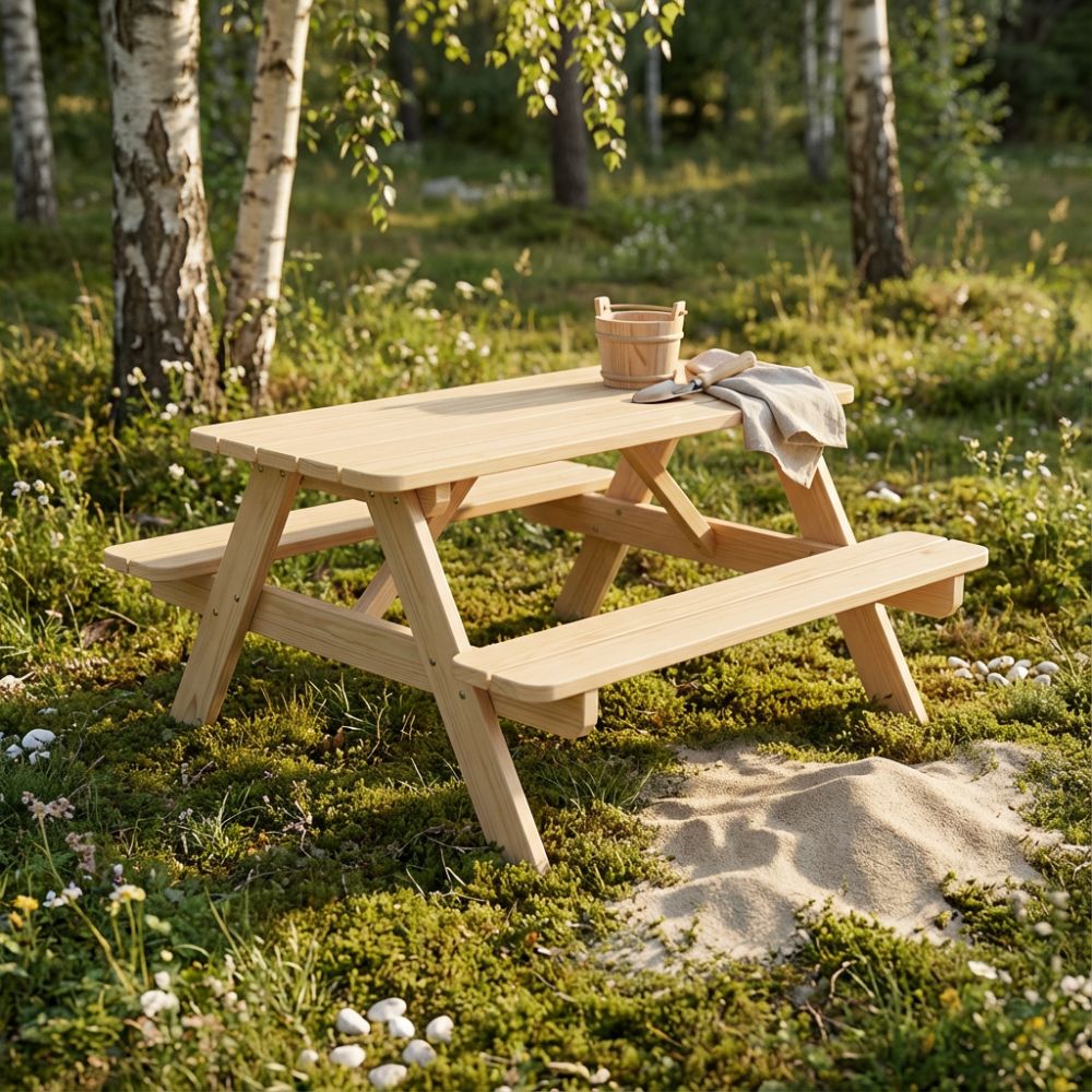 AMATA Kids 2-in-1 Picnic Table SET with Interchangeable Sandpit & Standard Tabletop