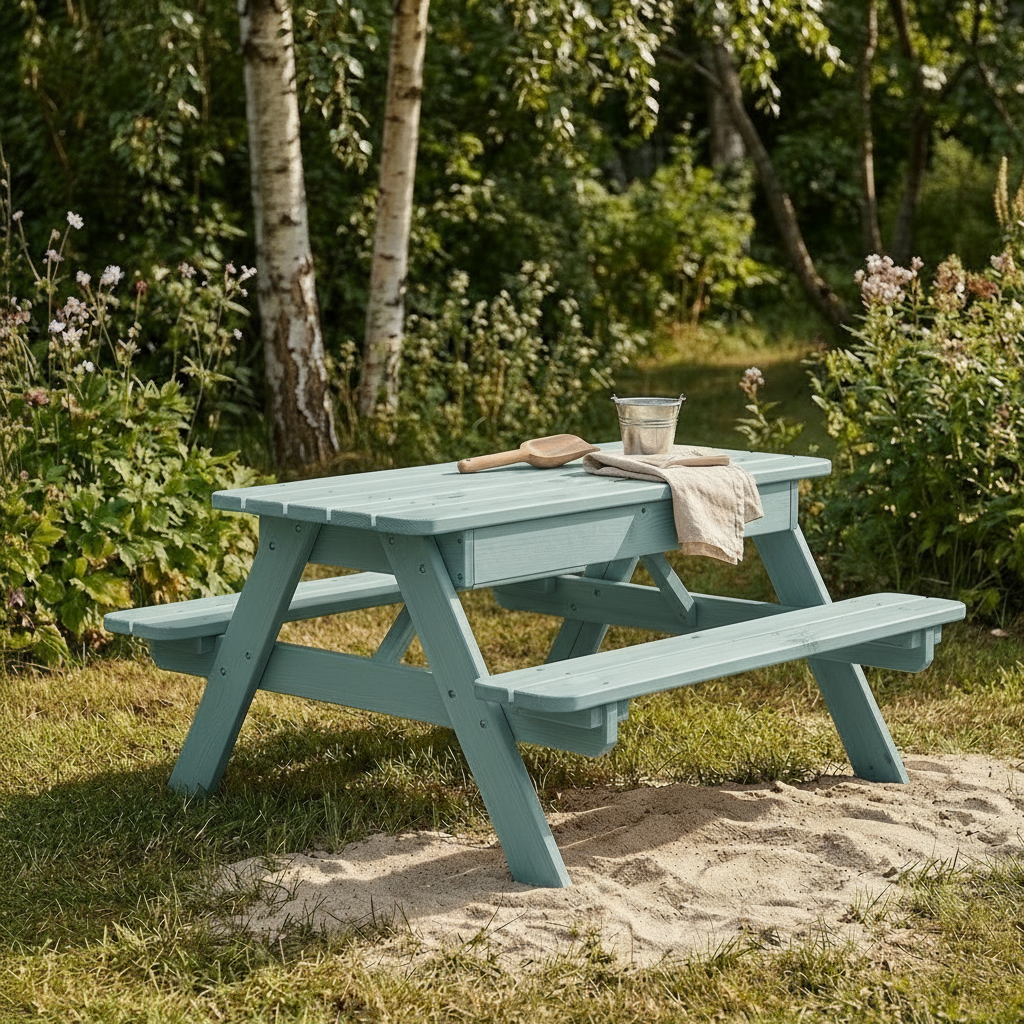 AMATA Kids 2-in-1 Picnic Table SET with Interchangeable Sandpit & Standard Tabletop