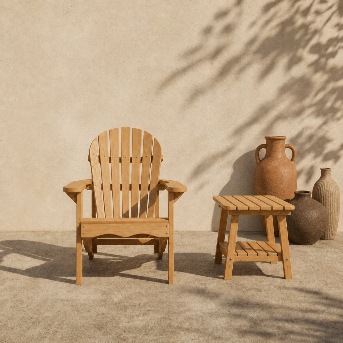 UNGURS Adirondack Side Table – Wooden Outdoor Garden Table
