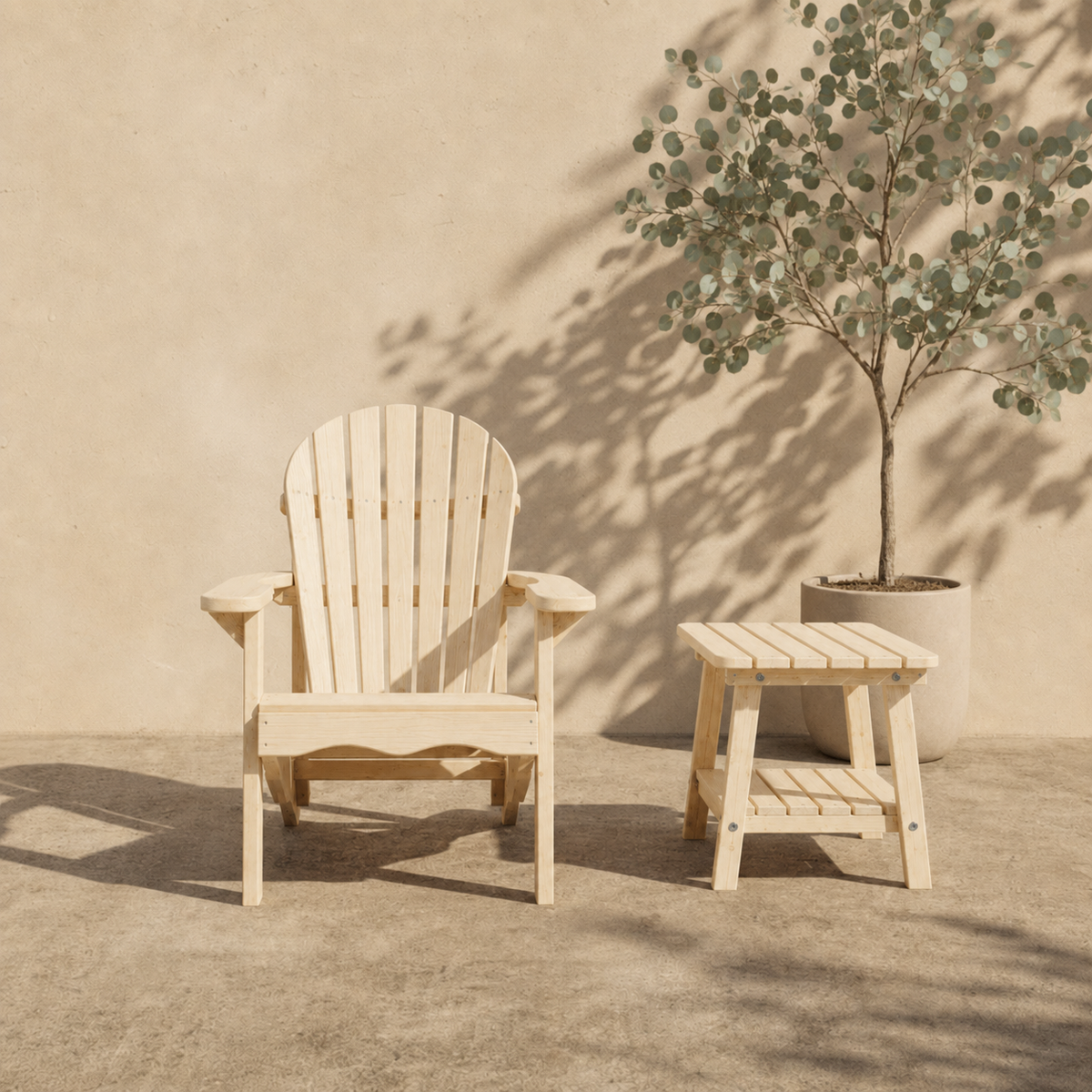 UNGURS Adirondack Side Table – Wooden Outdoor Garden Table