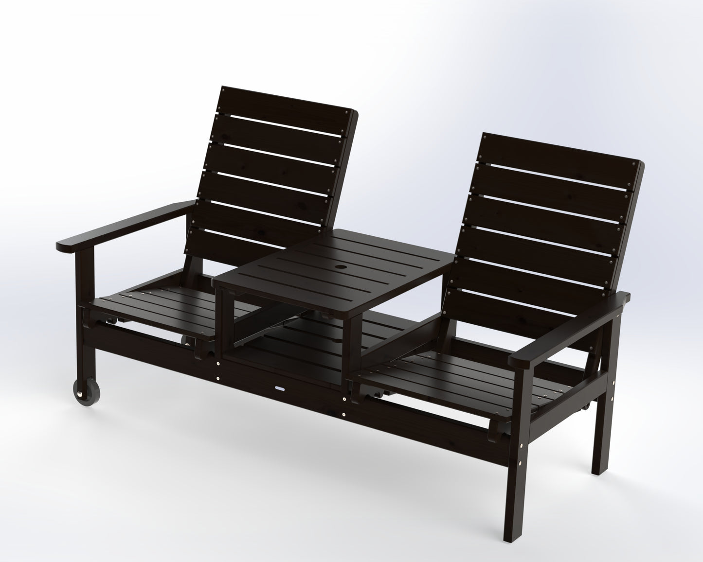 2-Seater Wooden Garden Chair with Integrated Table
