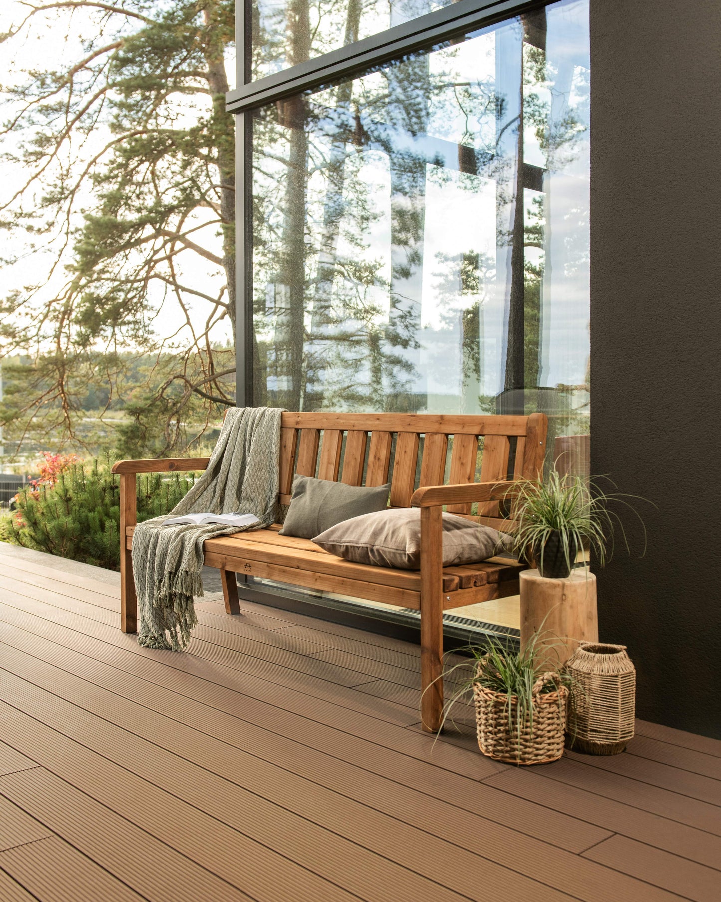 Wooden three seat Garden Bench