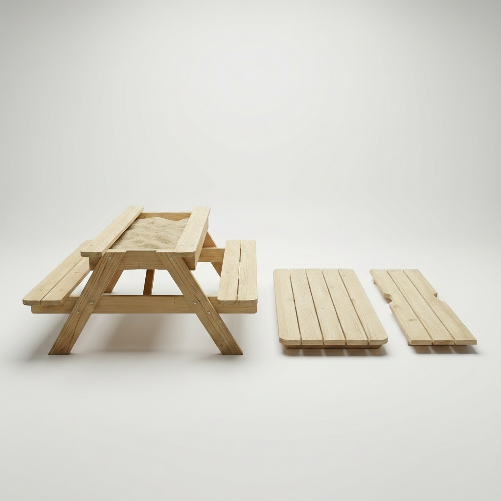 AMATA Kids 2-in-1 Picnic Table SET with Interchangeable Sandpit & Standard Tabletop