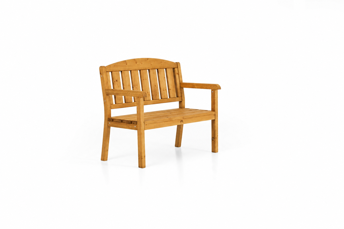 WENDEN 2-seater garden bench, brown, on white background