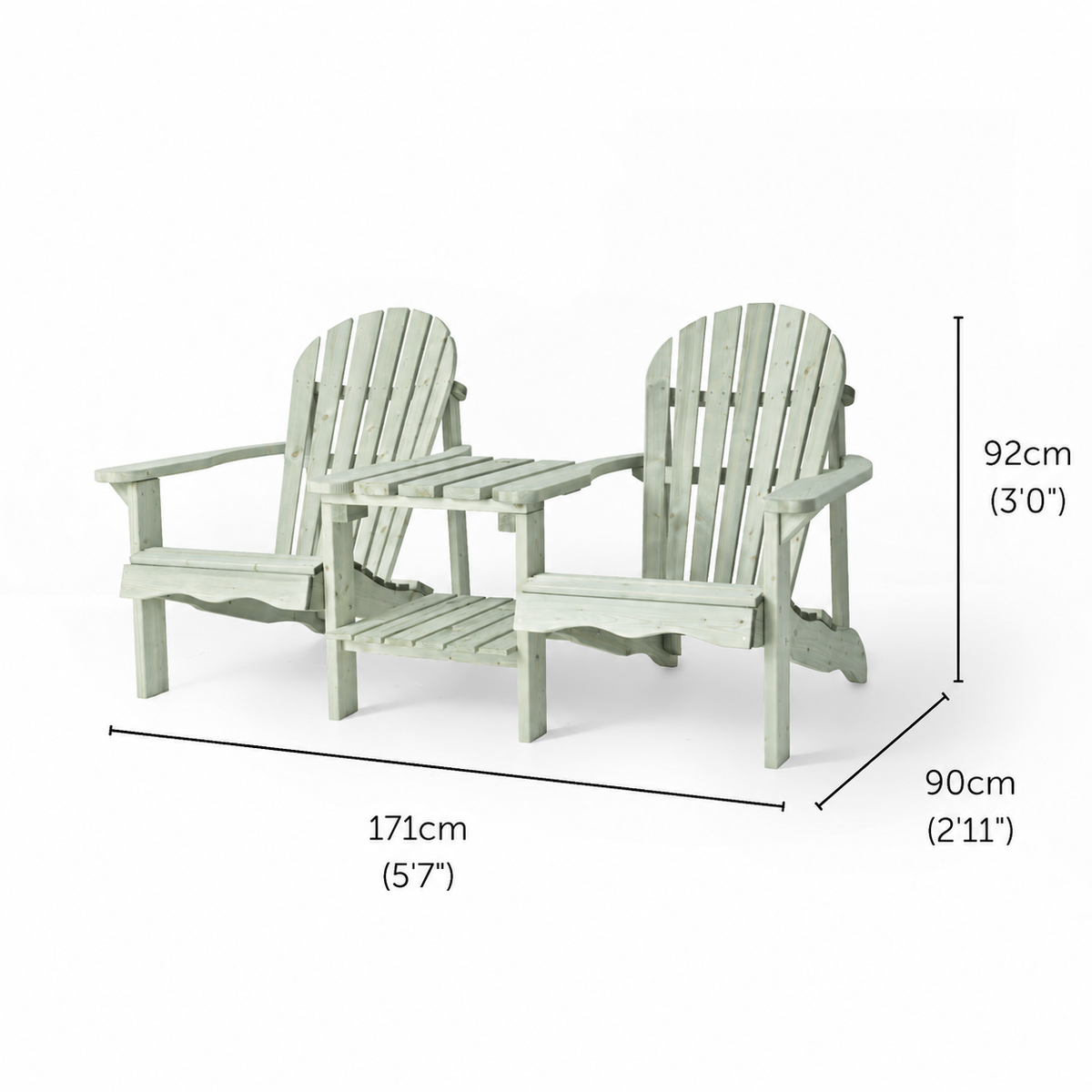Double Adirondack chair dimensions